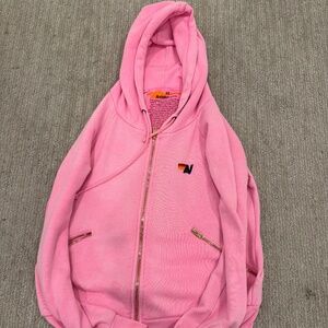 Aviator Nation Neon Pink Bolt Zip-Up Hoodie